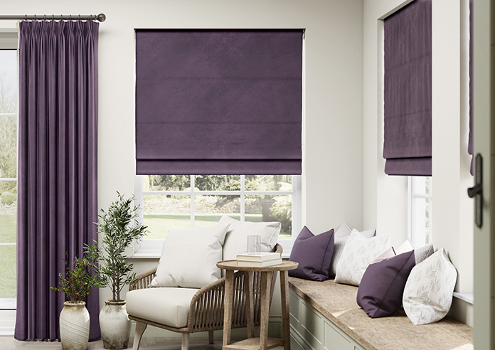 Odessa Velvet, Aubergine - Twist&Fit Roman Blind - Image 3